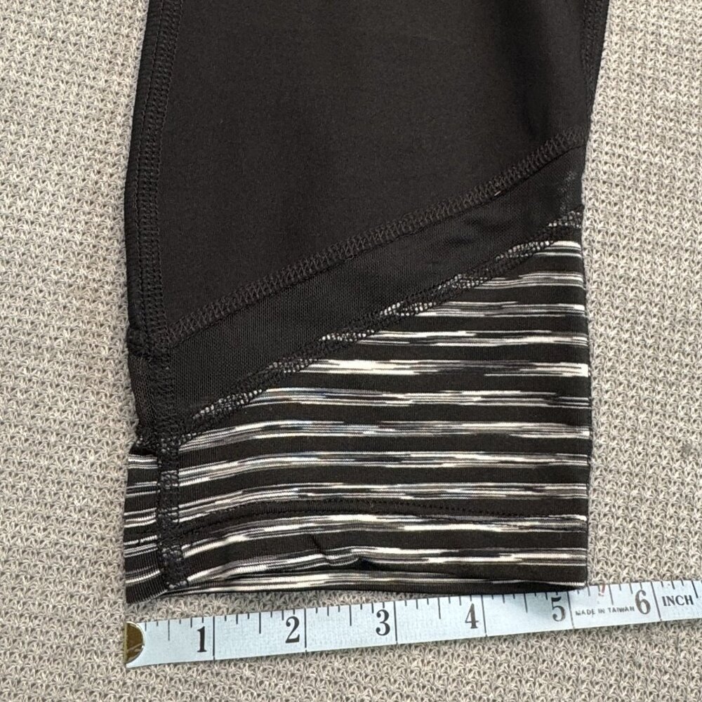 Xersion Black Striped Cropped Activewear Pants Womens Size M Stretch Yoga Mesh - Picture 13 of 16